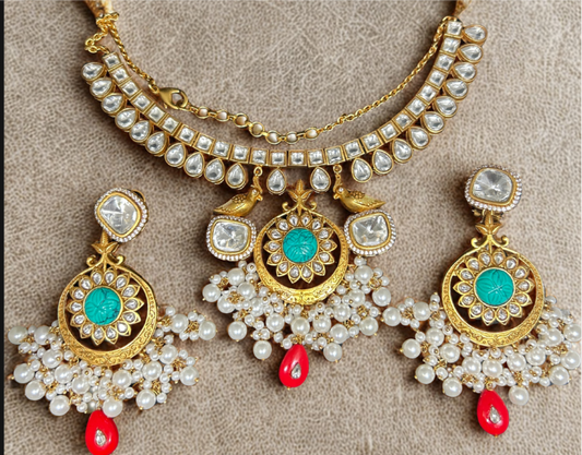 Premium Brass Necklace Set  with Kundan & Pearl Designs