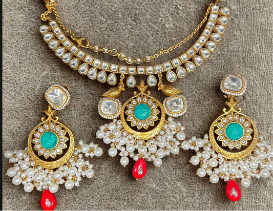 Premium Brass Necklace Set  with Kundan & Pearl Designs