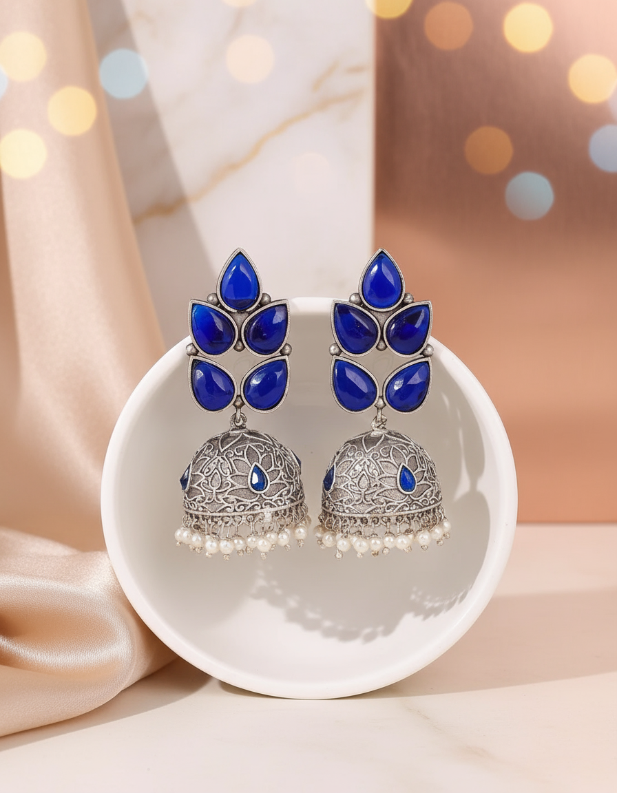 Isabella Jhumki Earring - BLUE